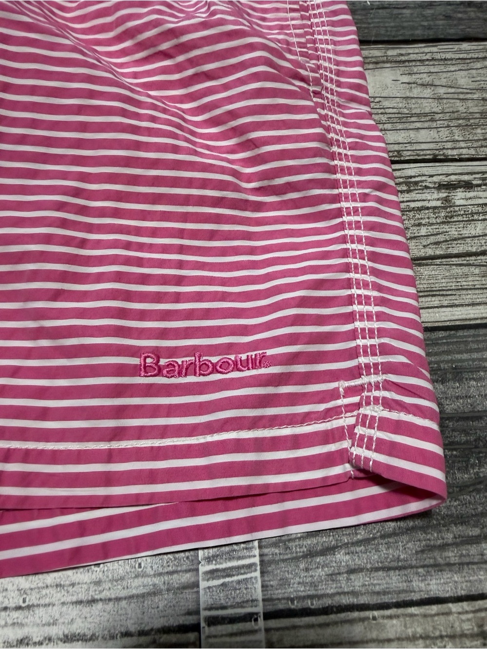 Barbour Striped Lined Swim Trunks Men’s S Pink White (Inseam 6) Drawstring - Picture 7 of 10